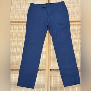 Navy Blue Dress Pants with Straight Leg and Pleated Front
